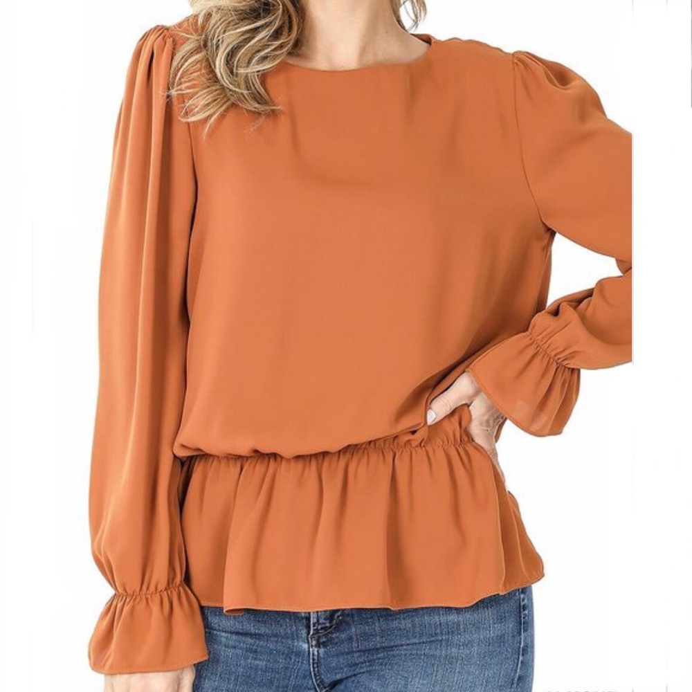 NEW boho puff sleeve keyhole blouse top